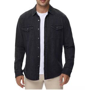 Frye Men's Western Vintage Denim Button-Down Shirt Long Sleeve 3XL Black NWOT